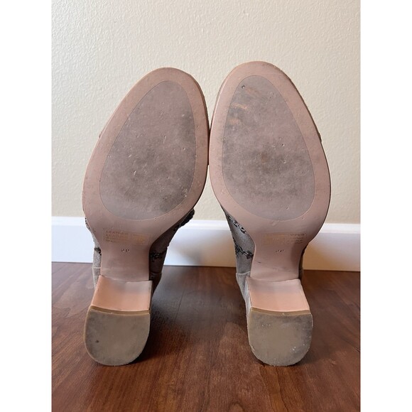 Anthropologie Silent D Boots Washer Suede Heeled •38 / US 7.5-8• Gray Crochet - Picture 9 of 10